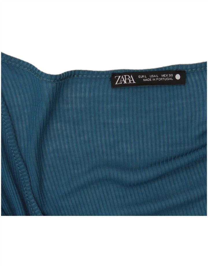 Zara Damen Top Langarm UK 14 Large Blau