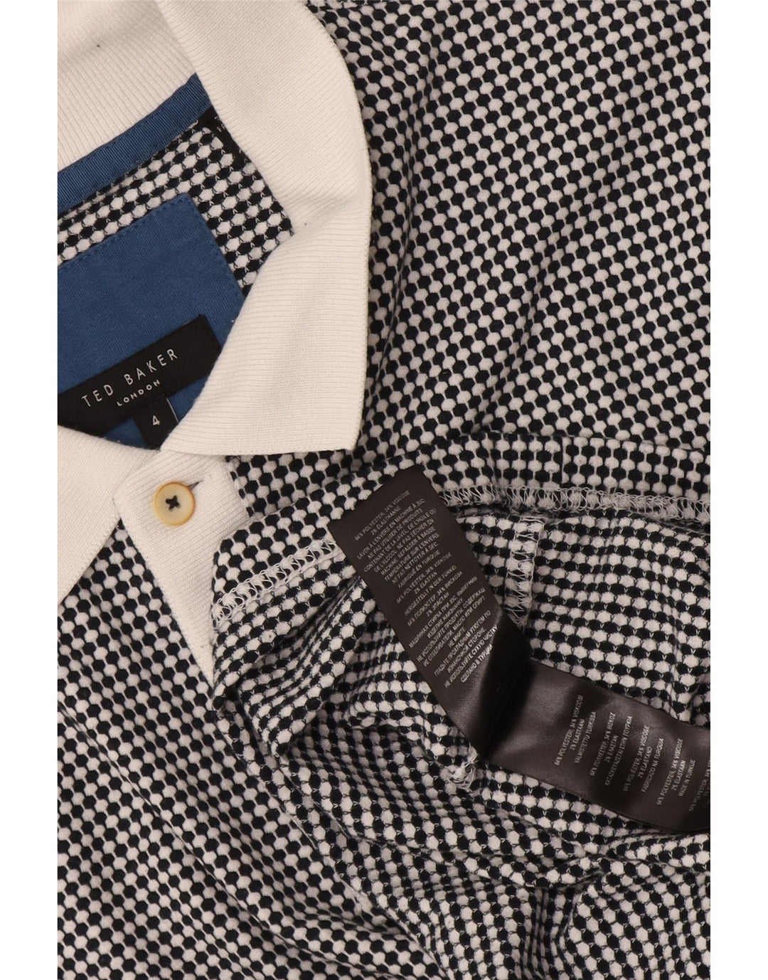 Polo da rugby da uomo Ted Baker taglia 4 grande poliestere geometrico nero