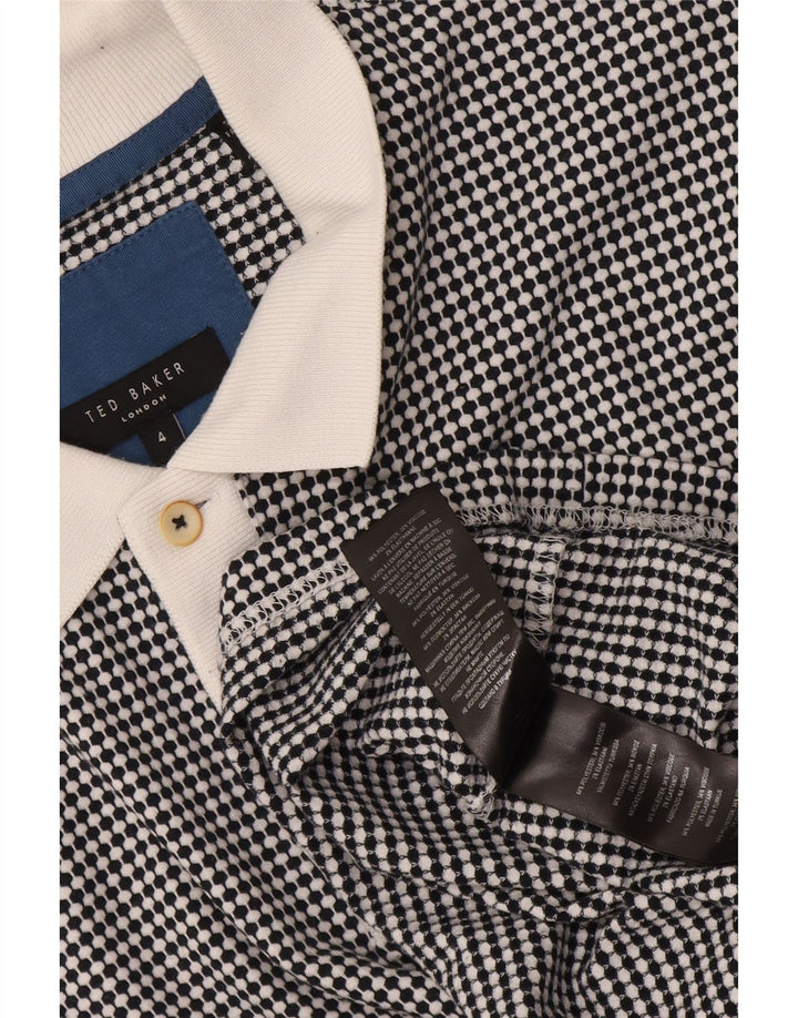 Polo da rugby da uomo Ted Baker taglia 4 grande poliestere geometrico nero