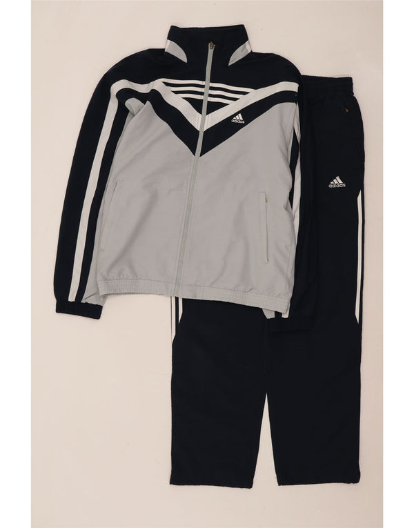 Adidas Mens Full Tracksuit UK 40/42 Medium  Navy Blue Colourblock Polyester