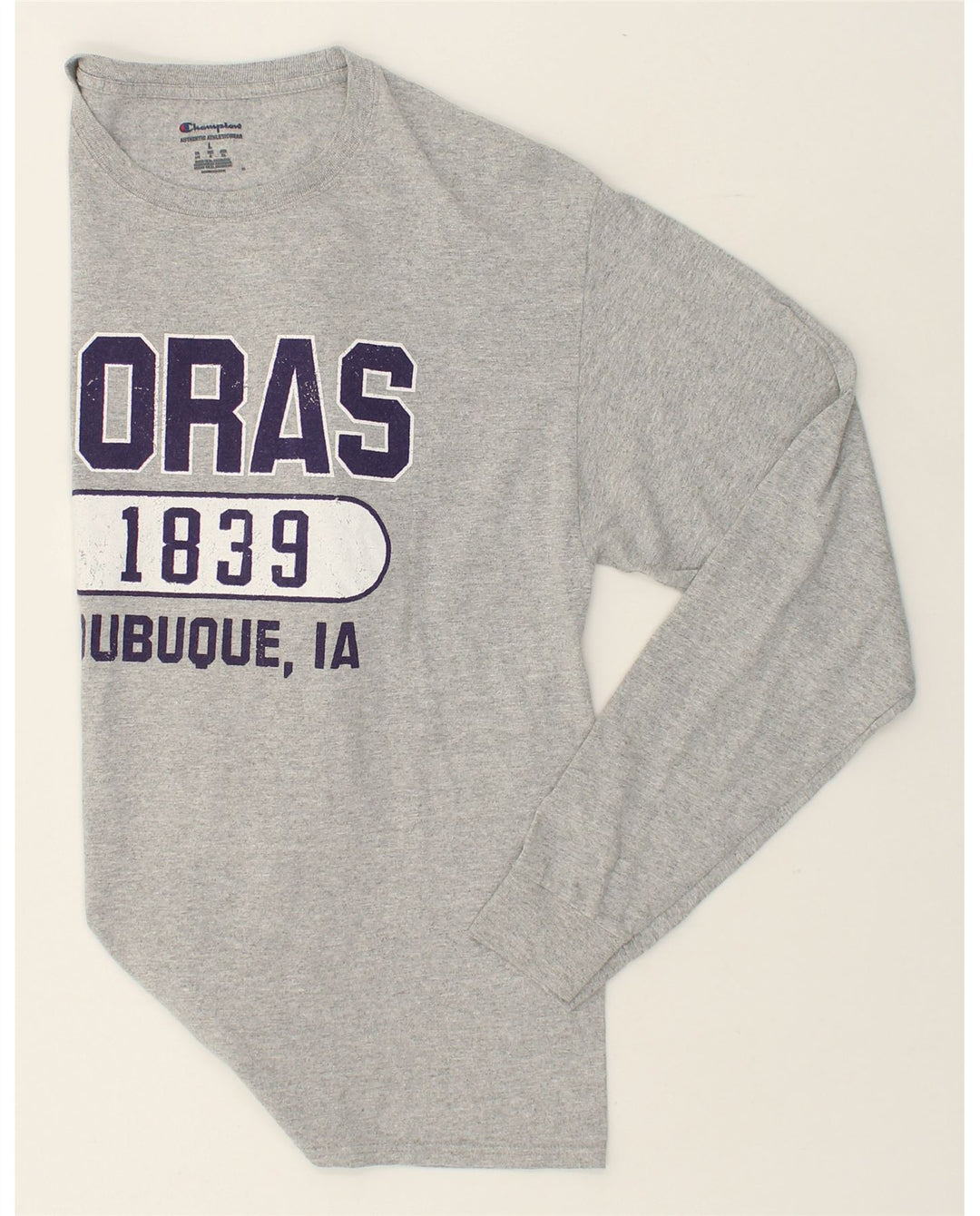 CHAMPION Mens Graphic Top Long Sleeve Large Grey Cotton Vintage Champion and Second-Hand Champion from Messina Hembry 