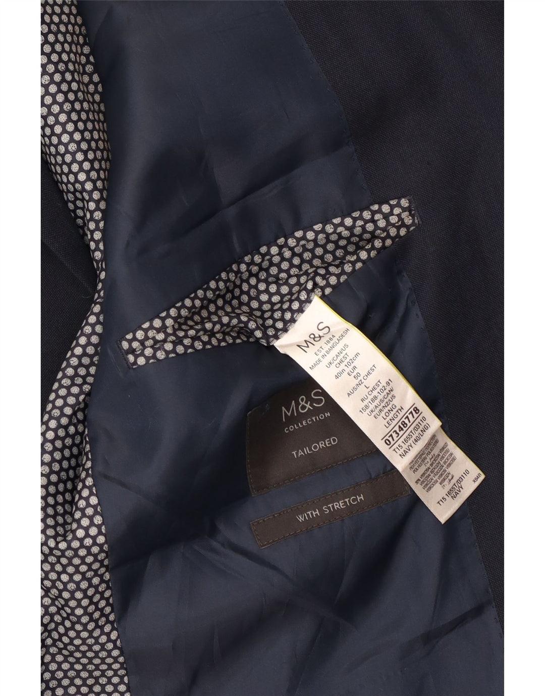 Giacca blazer a 2 bottoni da uomo Marks & Spencer UK 40 medio blu navy