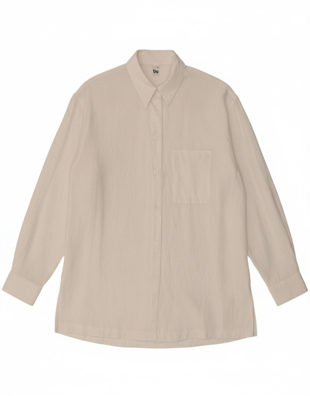 TRU Womens Shirt UK 14 Large White Viscose Vintage Tru and Second-Hand Tru from Messina Hembry 