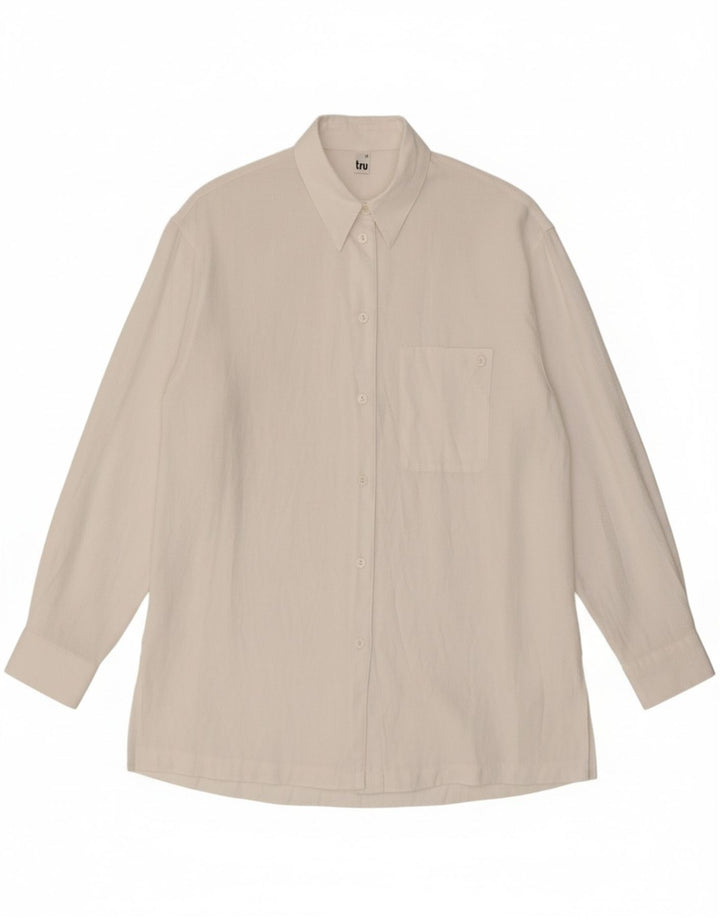 TRU Womens Shirt UK 14 Large White Viscose Vintage Tru and Second-Hand Tru from Messina Hembry 