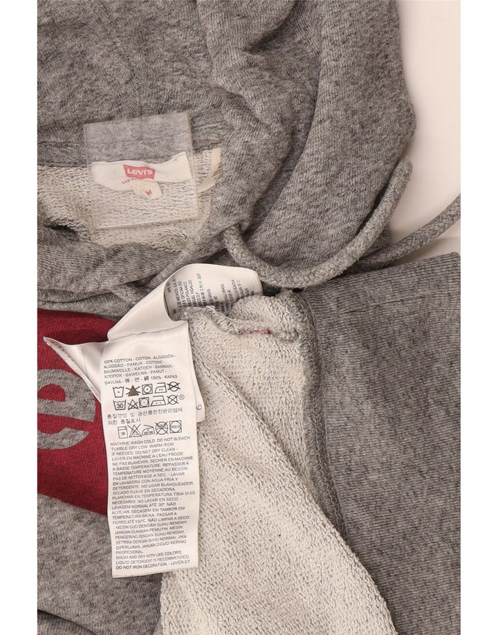 Levi's Mens Graphic Hoodie Jumper Medium Grey Flecked Cotton