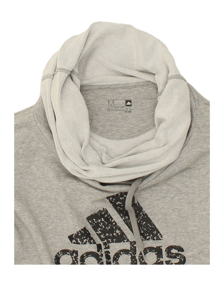 ADIDAS Womens Graphic Sweatshirt Jumper UK 14 Medium Grey Cotton Vintage Adidas and Second-Hand Adidas from Messina Hembry 