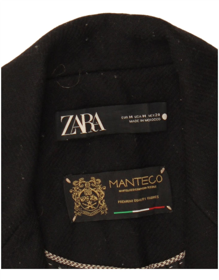 Zara Womens Manteco Overcoat UK 12 Medium Black