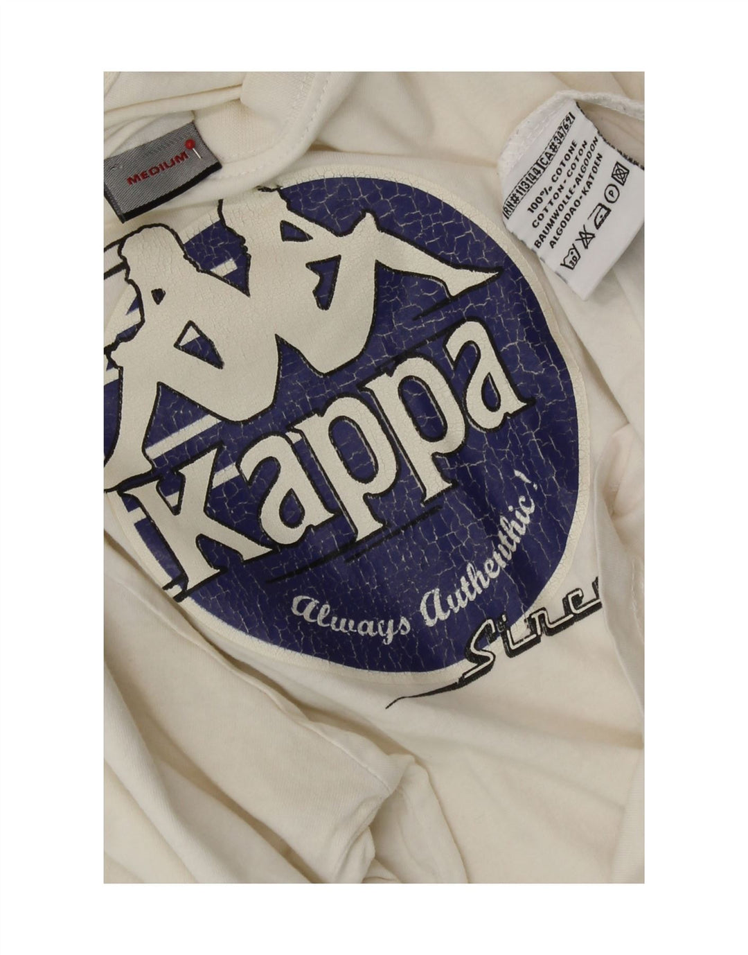 Kappa Mens Graphic T-Shirt Top Medium White Cotton