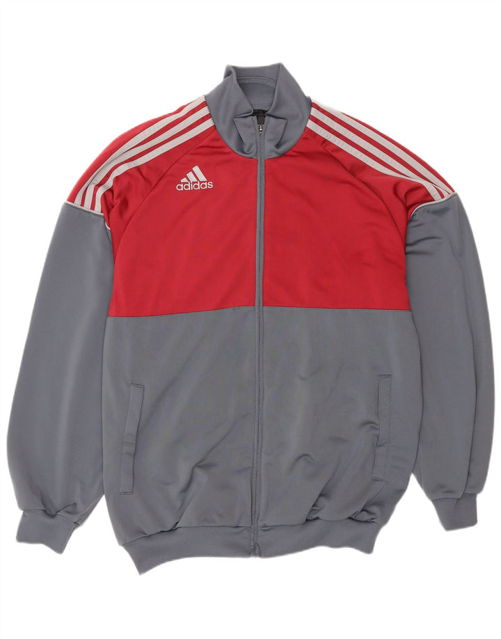 Adidas Mens Tracksuit Top Jacket UK 38/40 Medium Grey Colourblock Polyester