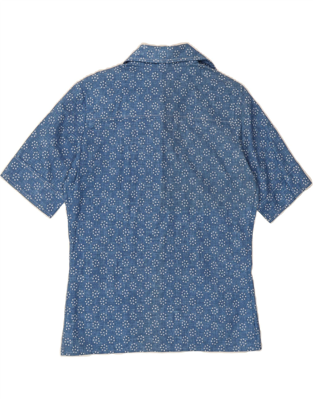 VINTAGE Womens Abstract Pattern Short Sleeve Shirt EU 42 Large Blue Vintage Vintage and Second-Hand Vintage from Messina Hembry 