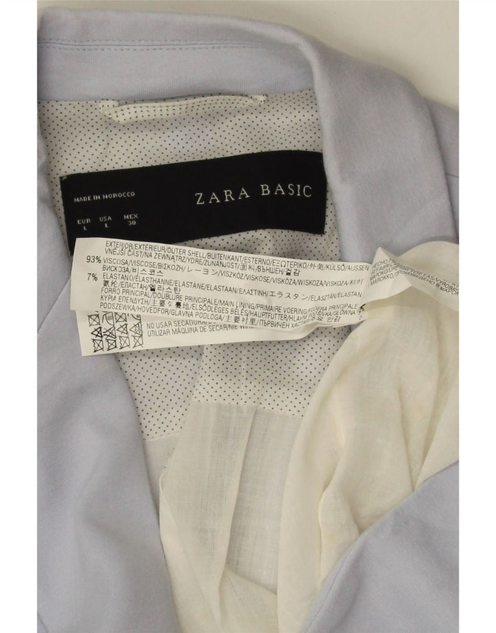 Zara Womens 1 Button Blazer Jacket UK 14 Large Blue Viscose