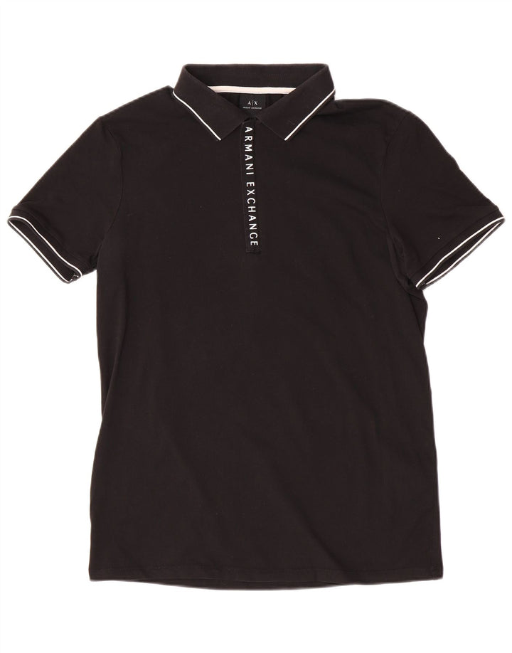 Armani Exchange Mens Polo Shirt Medium Black Cotton