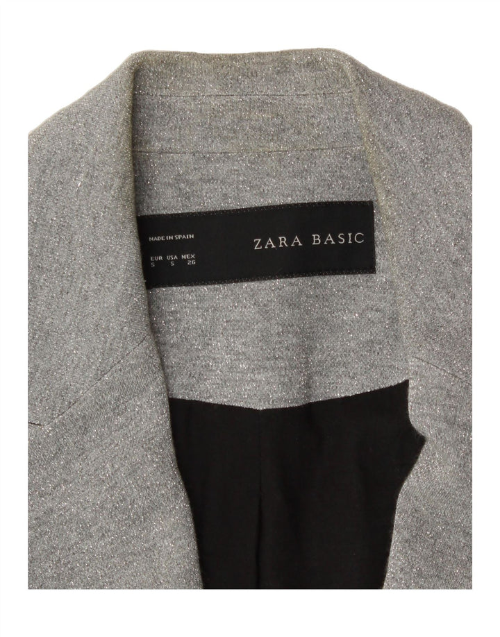 ZARA Womens 1 Button Blazer Jacket UK 10 Small Grey Vintage Zara and Second-Hand Zara from Messina Hembry 