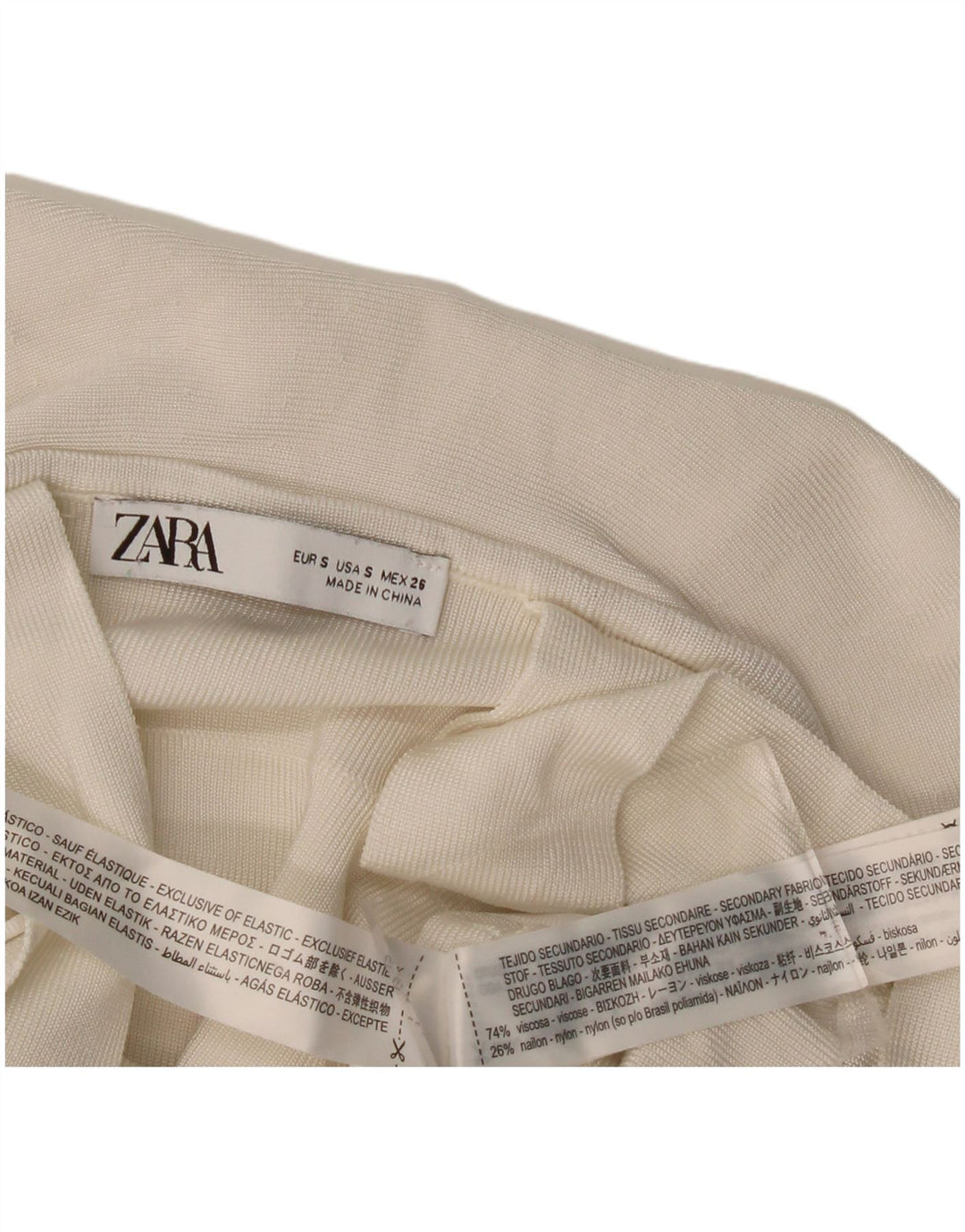 Zara Womens Crop Ruffle Front Cami Top UK 8 Small Off White Viscose