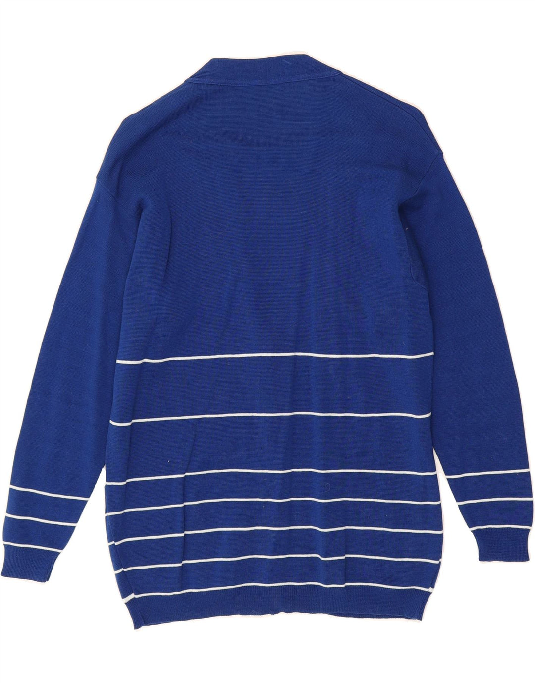 VINTAGE Womens Cardigan Sweater IT 44 Medium Blue Striped Cotton Vintage Vintage and Second-Hand Vintage from Messina Hembry 