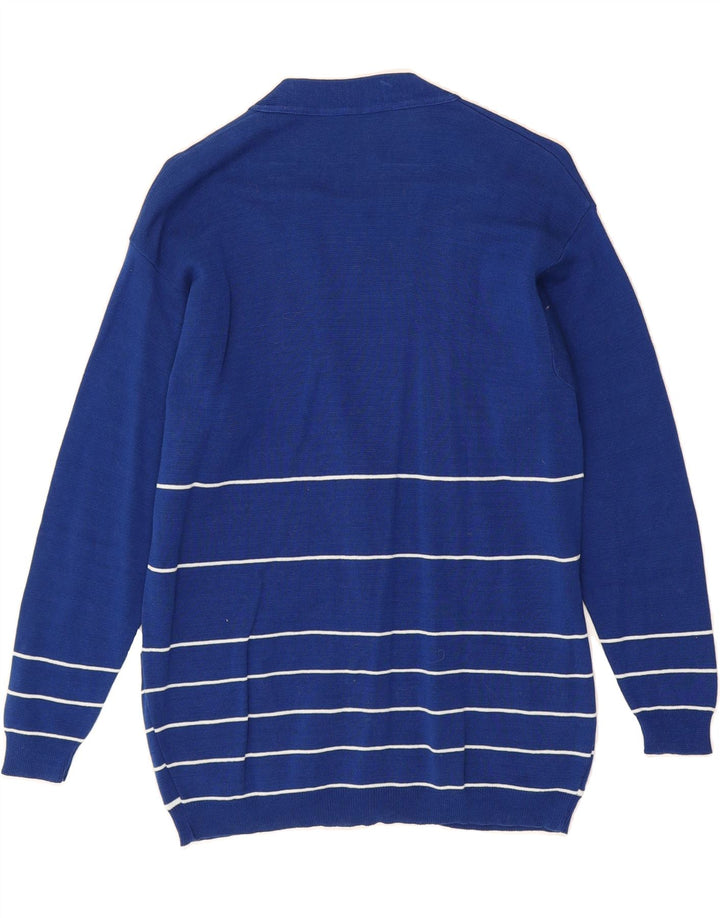 VINTAGE Womens Cardigan Sweater IT 44 Medium Blue Striped Cotton Vintage Vintage and Second-Hand Vintage from Messina Hembry 