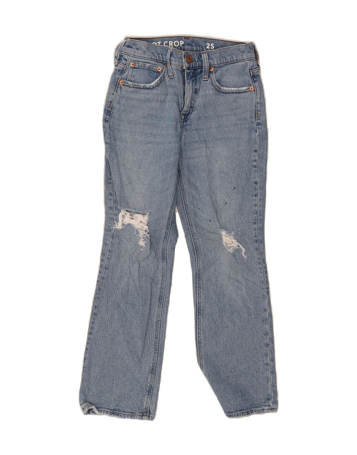 J. CREW Womens Distressed Crop Bootcut Jeans W25 L25 Blue Cotton Vintage J. Crew and Second-Hand J. Crew from Messina Hembry 