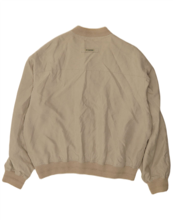 Ivy Oxford Mens Bomber Jacket IT 50 Large Beige Silk