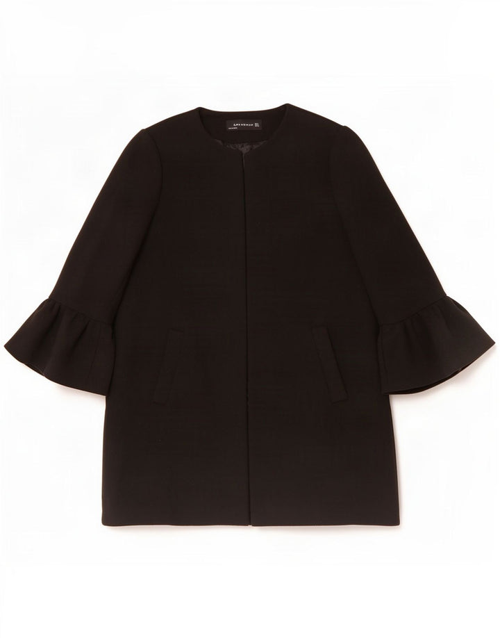 Zara Mujer Abrigo Abierto UK 46 Grande Poliéster Negro