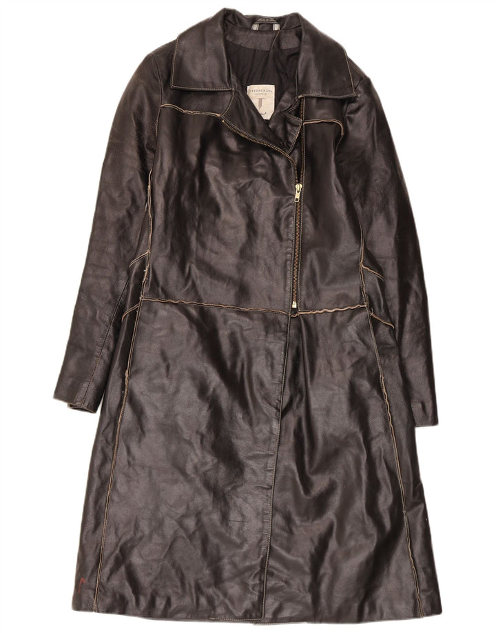 Conbipel Damen Trench Ledermantel IT 42 Medium Schwarz