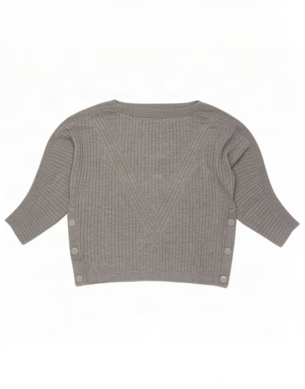 Marks & Spencer Womens Oversized Boat Neck Jumper Sweater UK 10 Small Grey
