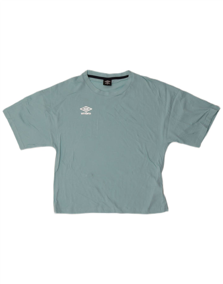 Umbro Womens T-Shirt Top UK 14 Medium Blue Cotton