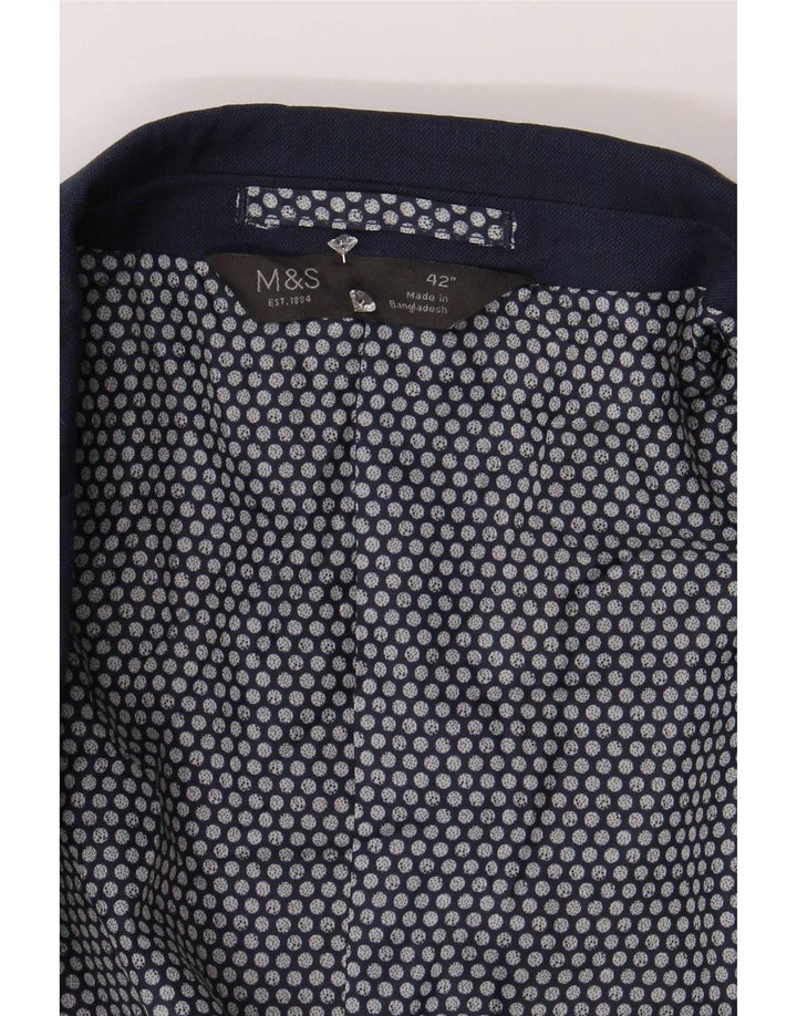 Marks & Spencer Veste blazer à 2 boutons pour homme UK 42 Large Bleu marine Polyester