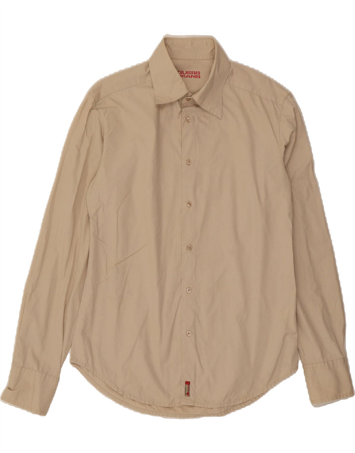 GUESS Mens Shirt Large Beige Cotton Vintage Guess and Second-Hand Guess from Messina Hembry 