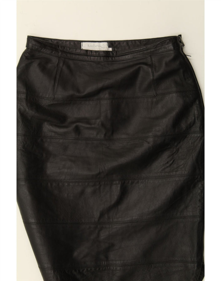 VINTAGE Womens Leather Skirt IT 44 Medium W30 Black Vintage Vintage and Second-Hand Vintage from Messina Hembry 