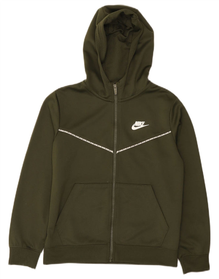 Chłopięcy sweter z kapturem i zamkiem Nike, 10-11 lat, średni, khaki, poliester