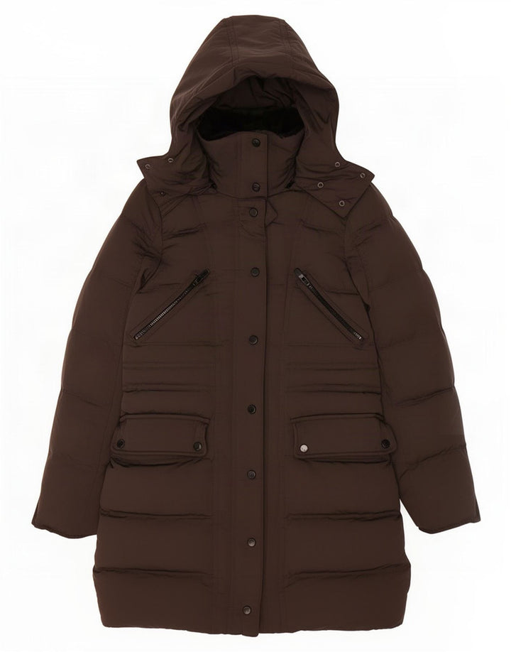 Cappotto imbottito con cappuccio da donna Zara UK 10 piccolo poliestere grigio