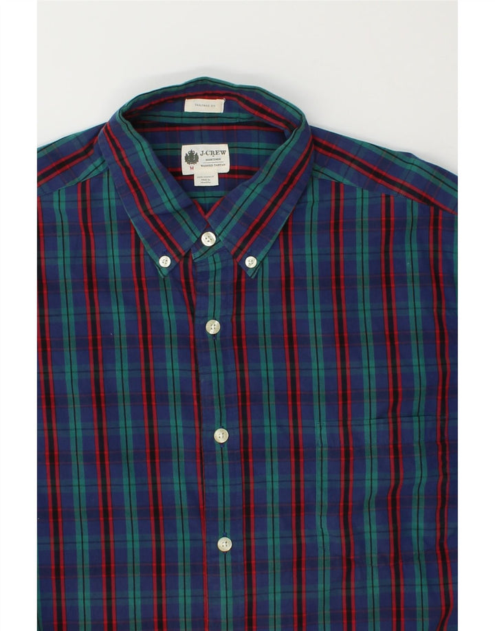 J. CREW Mens Tailored Fit Shirt Medium Navy Blue Check Cotton Vintage J. Crew and Second-Hand J. Crew from Messina Hembry 