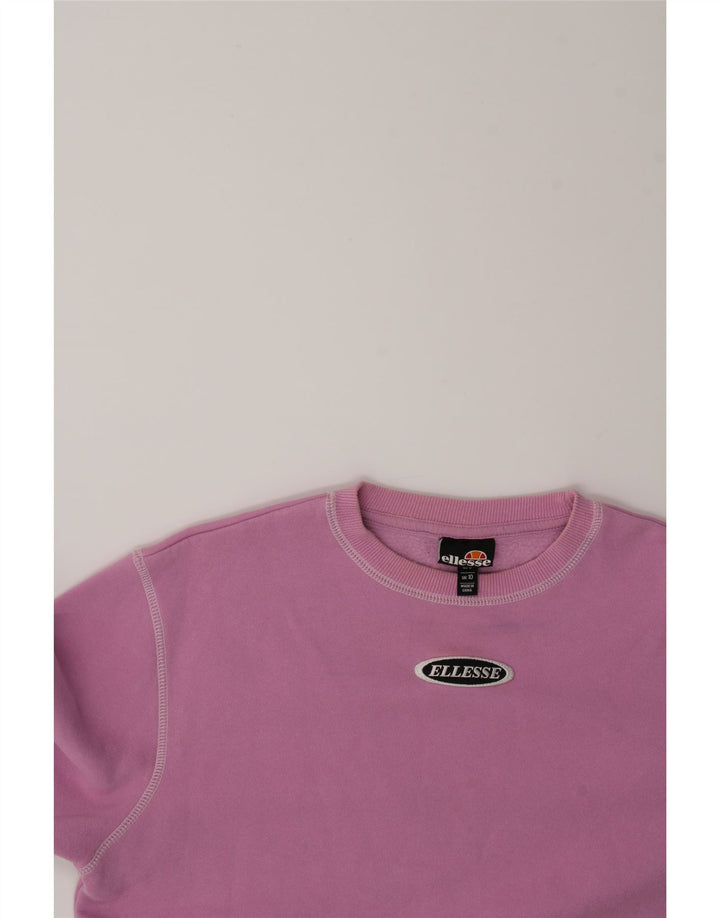 ELLESSE Womens Oversized Sweatshirt Jumper UK 10 Small Pink Cotton Vintage Ellesse and Second-Hand Ellesse from Messina Hembry 