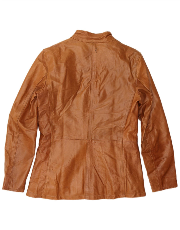 Bayside Womens Leather Jacket UK 10 Small Brown Leather