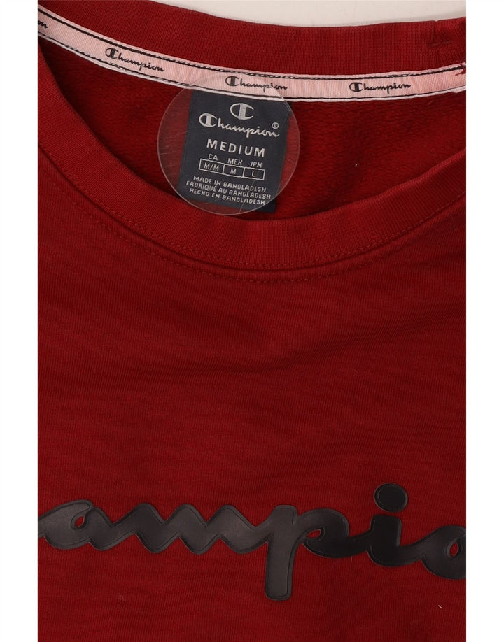 CHAMPION Mens Graphic Sweatshirt Jumper Medium Burgundy Cotton Vintage Champion and Second-Hand Champion from Messina Hembry 
