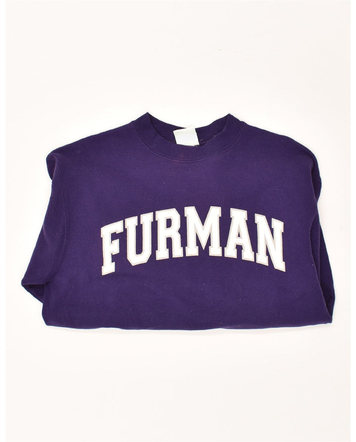 CHAMPION Mens Graphic Sweatshirt Jumper Small Purple Cotton Vintage Champion and Second-Hand Champion from Messina Hembry 