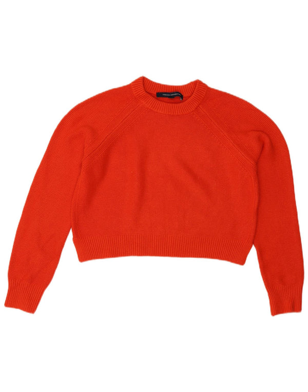 French Connection Womens Crop Crew Neck Jumper Sweater UK 6 XS Orange