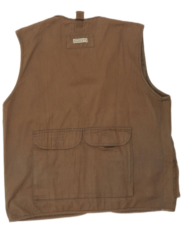 Vintage Mens Utility Gilet UK 38 Medium Brown