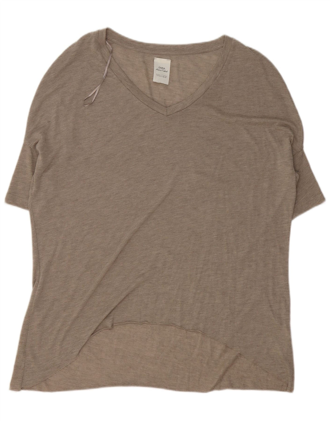 Zara Womens Oversized T-Shirt Top UK 10 Small Beige Polyester