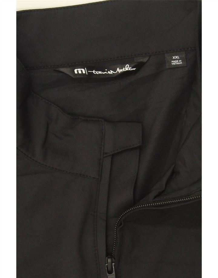 TRAVIS MATHEW Mens Tracksuit Top Jacket 2XL Black Polyester Vintage Travis Mathew and Second-Hand Travis Mathew from Messina Hembry 