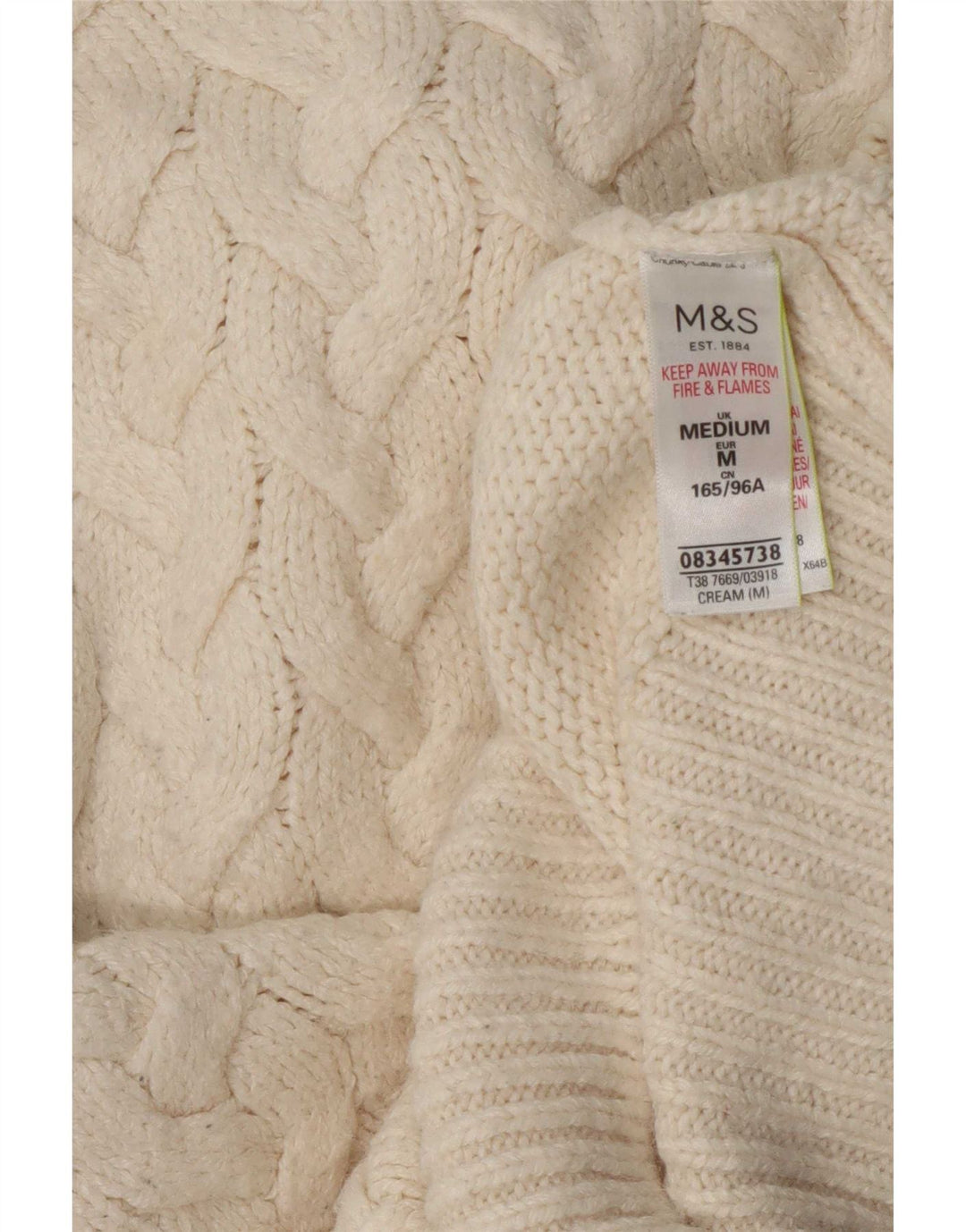 Marks & Spencer Womens Turtle Neck Jumper Sweater UK 14 Medium Off White Cl