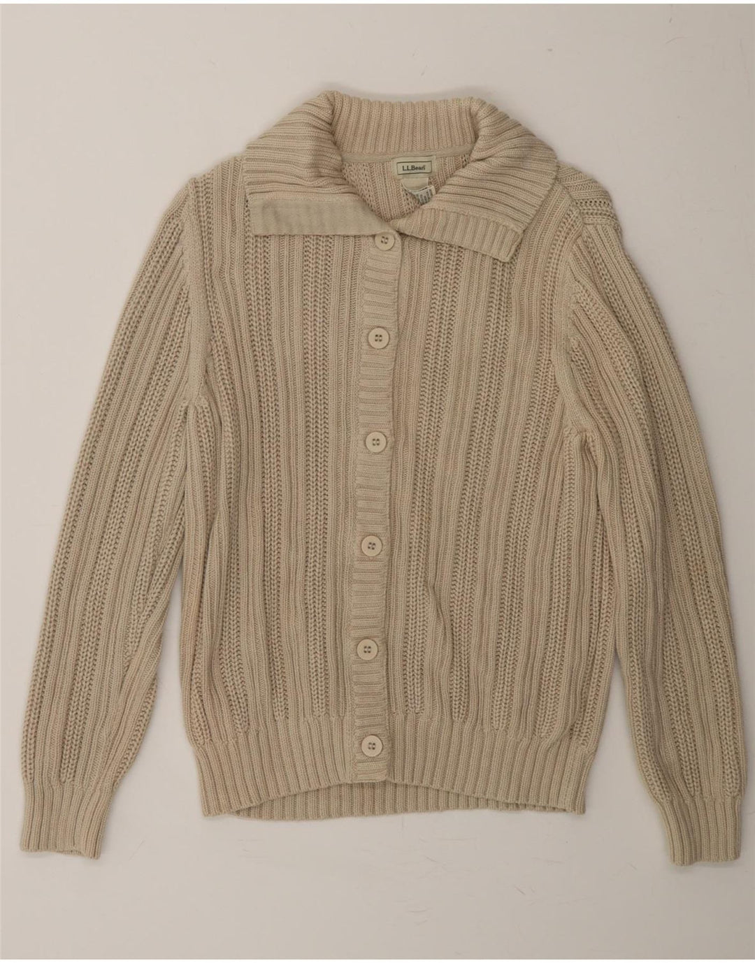 L.L.BEAN Womens Cardigan Sweater US 0 XS Beige Cotton Vintage L.L.Bean and Second-Hand L.L.Bean from Messina Hembry 
