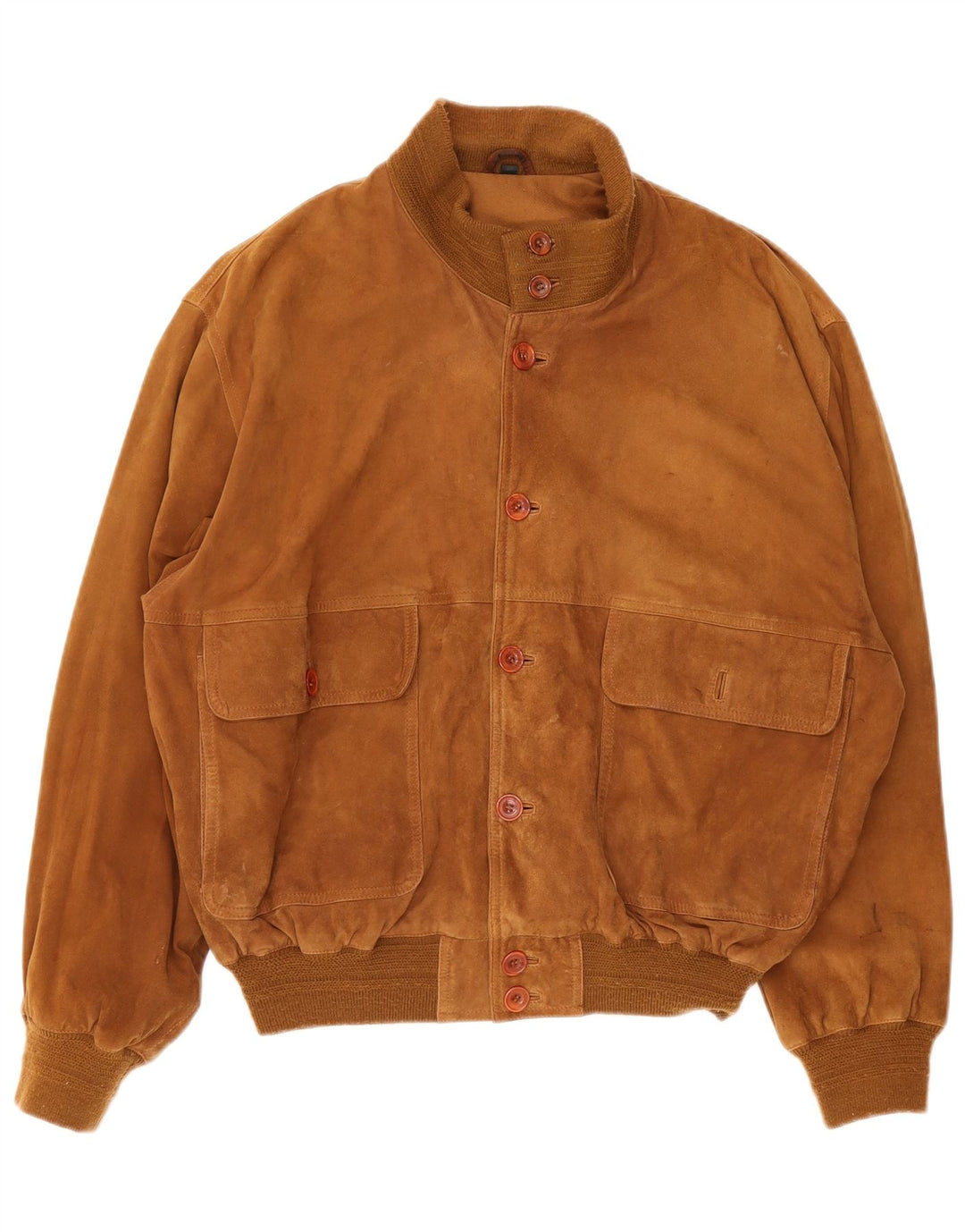 Vintage Mens Suede Bomber Jacket IT 48 Medium Brown