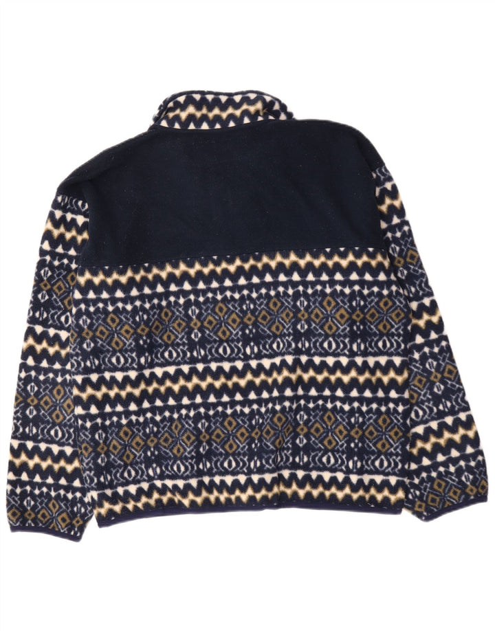 Invicta Mens Zip Neck Fleece Jumper Medium Navy Blue Geometric
