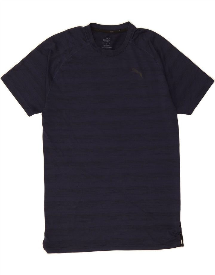 PUMA Mens T-Shirt Top Medium Navy Blue Striped Vintage Puma and Second-Hand Puma from Messina Hembry 