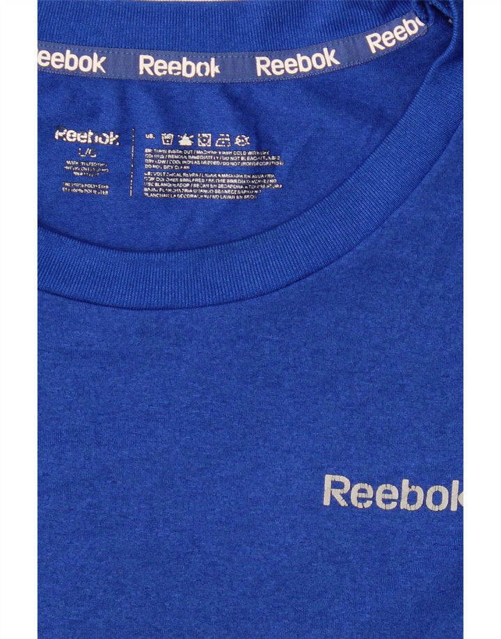 REEBOK Mens T-Shirt Top Large Blue Polyester Vintage Reebok and Second-Hand Reebok from Messina Hembry 