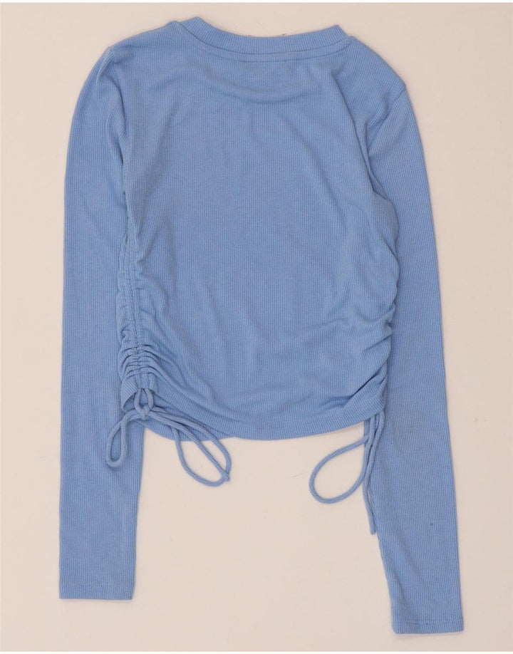 Zara Womens Crop Top Long Sleeve UK 8 Small Blue