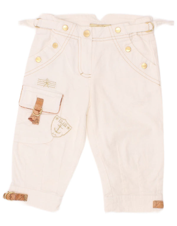 ALVIERO MARTINI Girls Cargo Capri Trousers 3-4 Years W20 L10 White Cotton