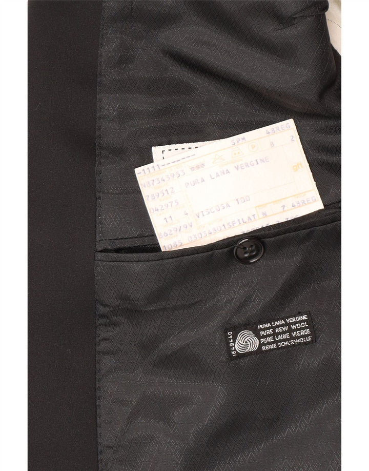 Profilo Mens Double Breasted Blazer Jacket IT 48 Medium Black Virgin Wool