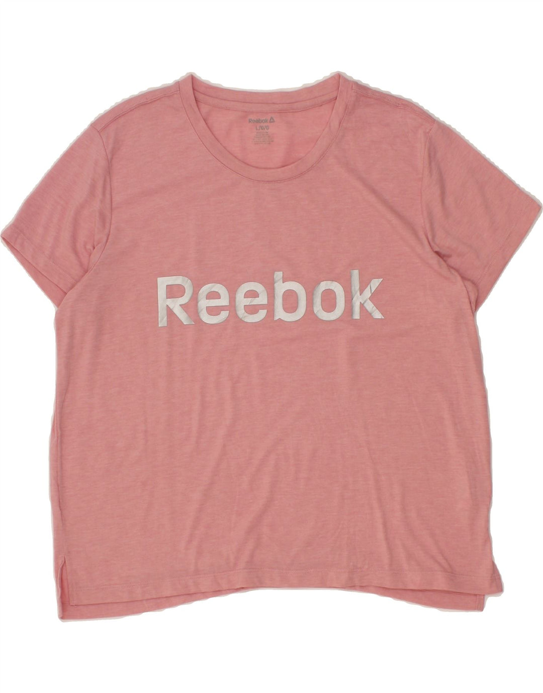 REEBOK Womens Graphic T-Shirt Top UK 14 Large Pink Polyester Vintage Reebok and Second-Hand Reebok from Messina Hembry 